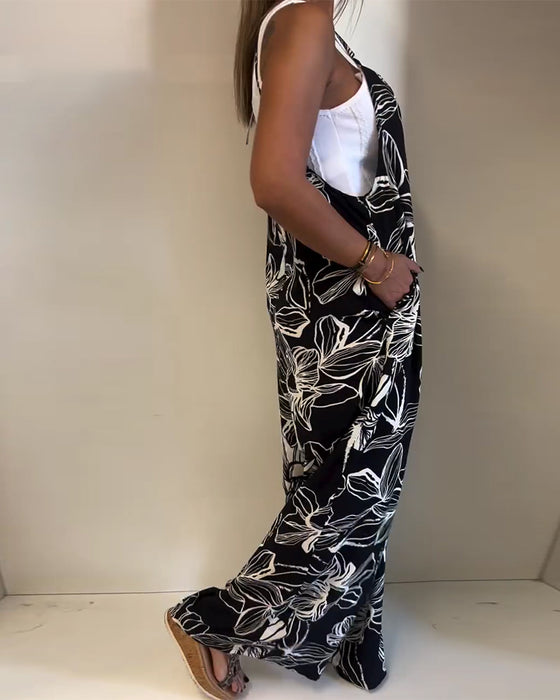 Jumpsuit Gemustert Trägerlos Weitbeinig
