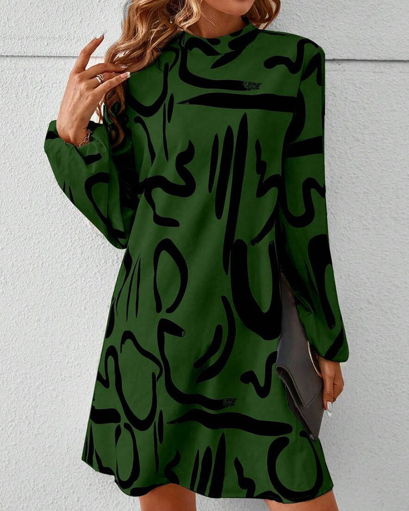 Kleid modisch geometrischer Kontrastdruck