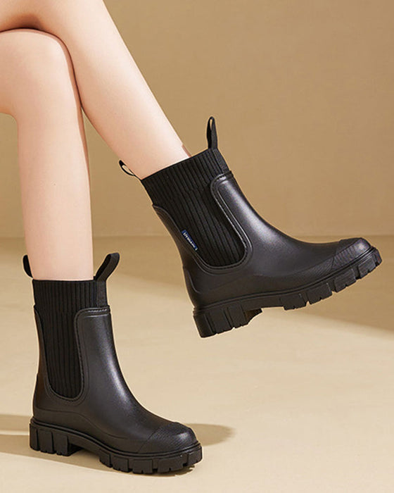 ☔️Stiefel Wasserdicht Rutschfest Dicke Sohle Mittelschaft