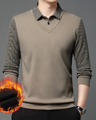 ⏳Begrenzte Zeit 50% Rabatt💥Gestreiftes Revers Fake Zweiteiliges Hemd