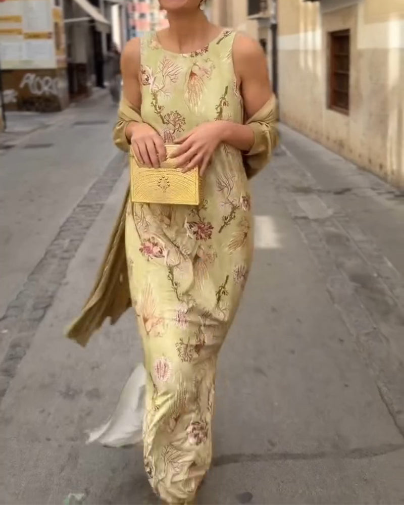 Set Ärmellos Maxi Kleid + Passender Cardigan