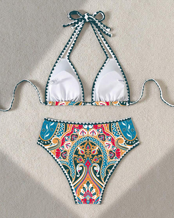 Sexy Bikini-Oberteil BH-Style Druck Dreieck