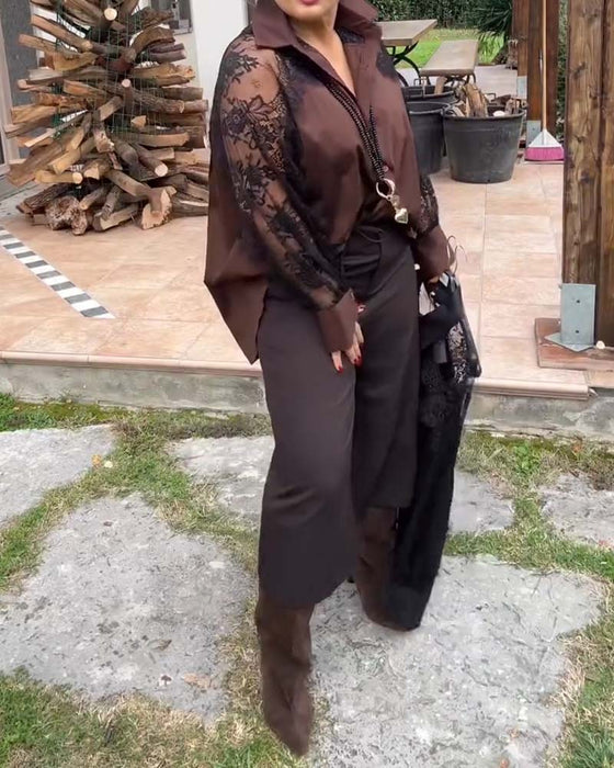 Sexiges Hemd mit Patchwork-Details und Kragen