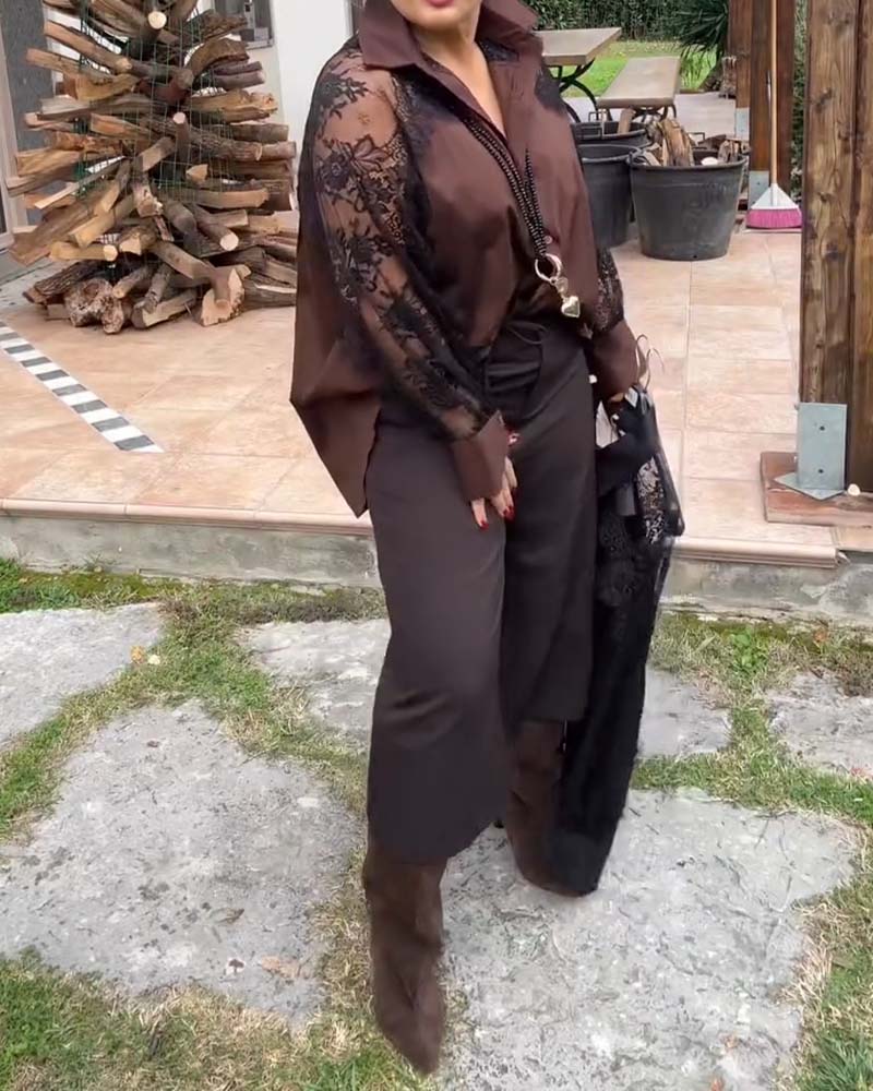 Sexiges Hemd mit Patchwork-Details und Kragen