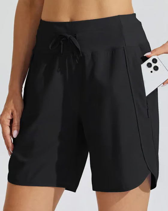Hoher Taillenbund Sportshorts Mit Bauchkontrolle