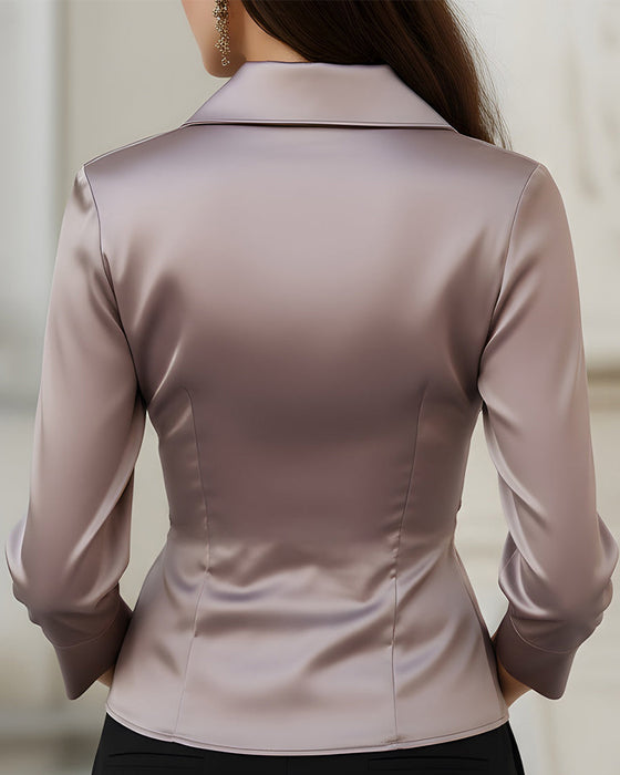 Hemd Elegant Schräggeknöpft Mit Kragen