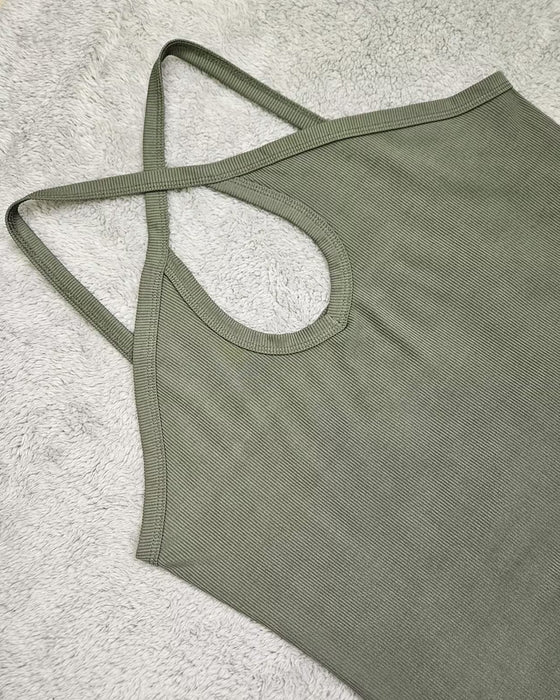 Cami Top Halter Ausschnitt Ausgeschnitten Gerippt