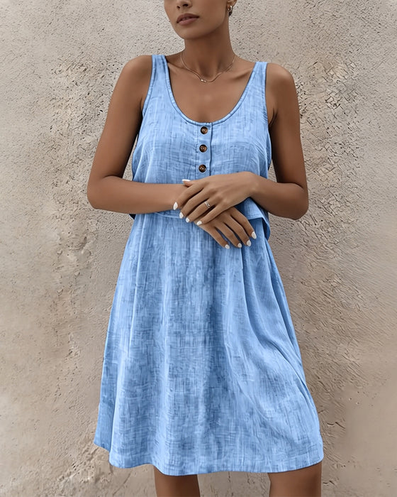 Kleid Einfarbig Ärmellos Gefälscht Zweiteilig