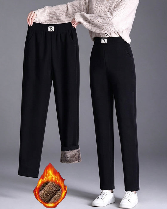 Hose Hohe Taille Fleece-gefüttert Verdickt Jogger