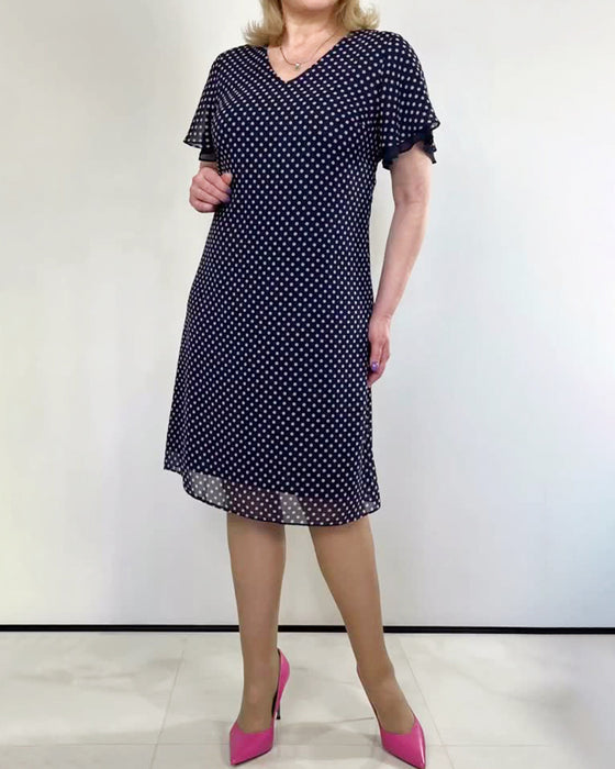Kleid V-Ausser Punktiert Chiffon