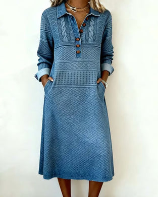 Kleid Modisch Halb Knopf Revers