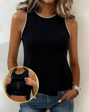 Eng Anliegendes Top Mit Eingebautem Bh, Farblich Blockiert Und Ärmellos