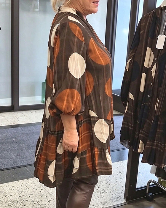 Kleid Geometrischer Tupfenprint V-Ausschnitt Loose Fit