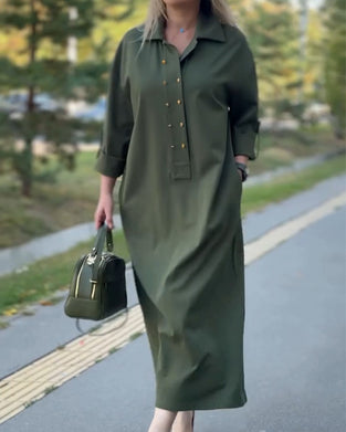 Kleid Revers Casual Tasche Shift