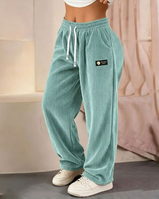 Hose Vertikal Cord Kord Zugband Weites Bein Casual