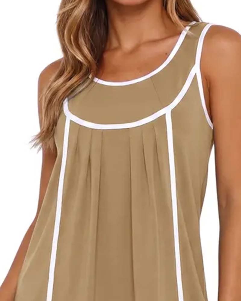 Kleid weiß eingefasst Colorblock ärmellos