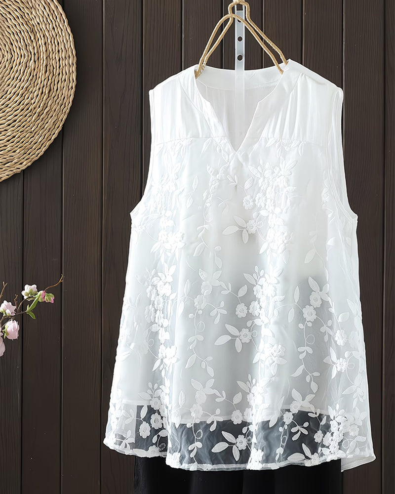 Tank Top Ärmellos Klein V-Ausschnitt