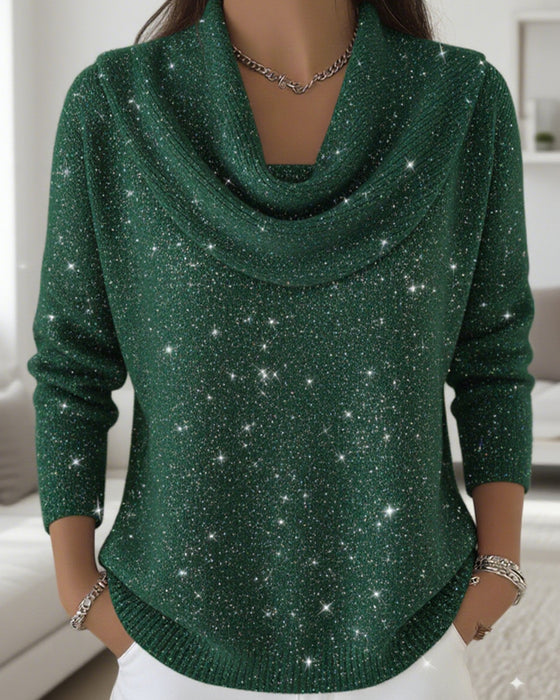 Paillettenpullover Mit Kuschelkragen