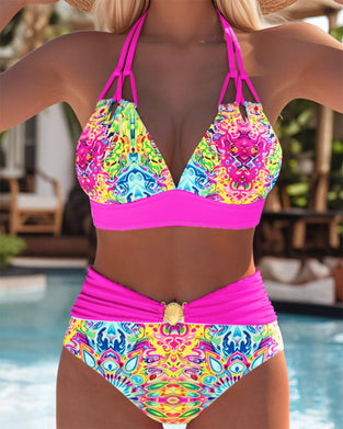 Bikini Doppel Träger Halter Neck Bh Top Bedruckt