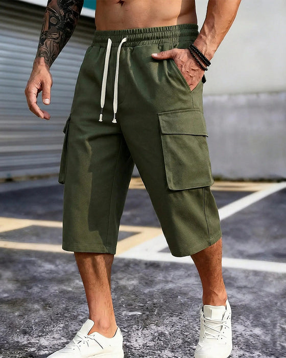 Hose Elastische Taille Kordelzug Tasche Herren