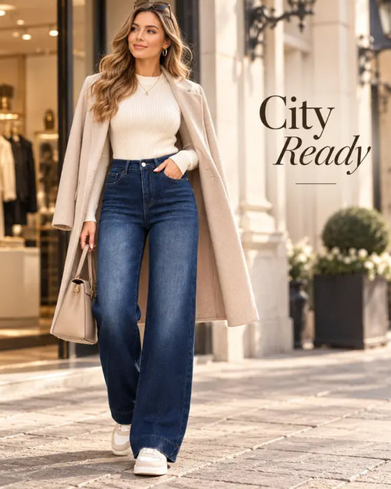 Fleecegefütterte Wide-Leg-Jeans