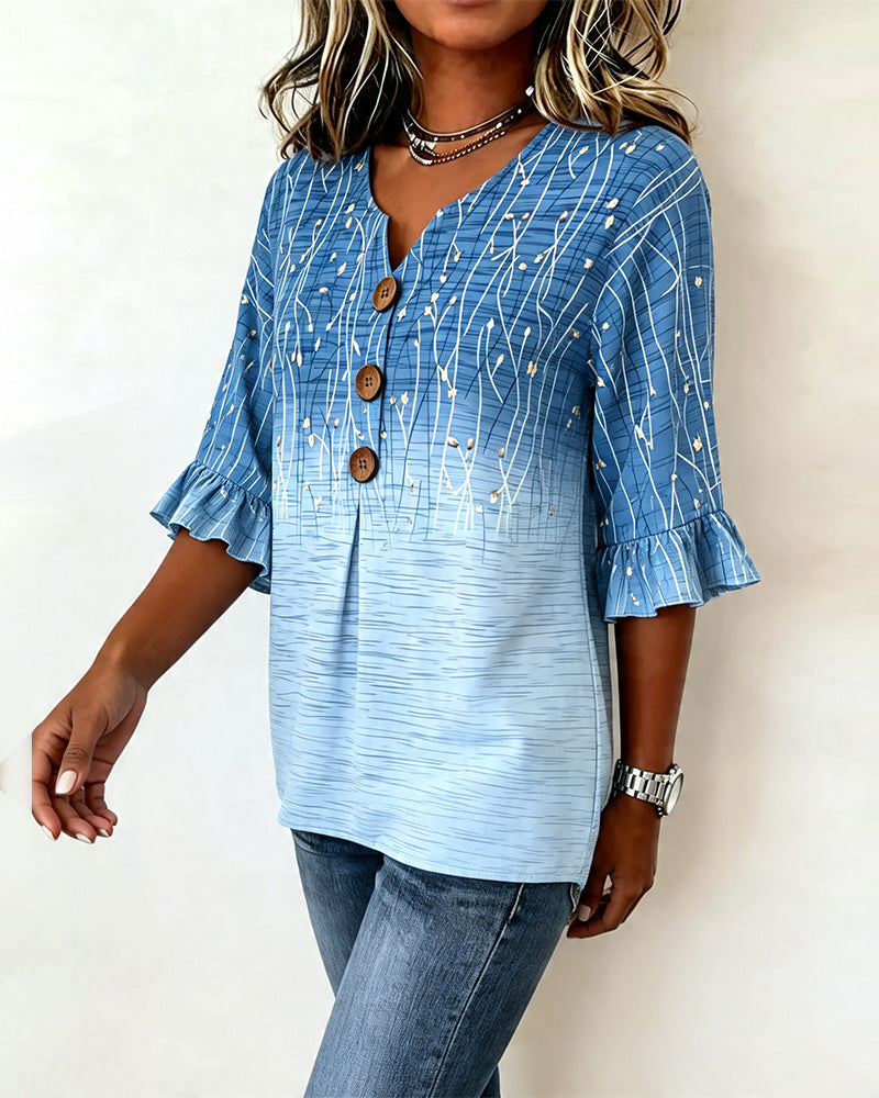 Bluse Bedruckt Rüsche