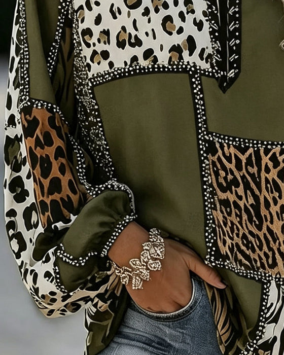 Bluse Leopard Farbblock