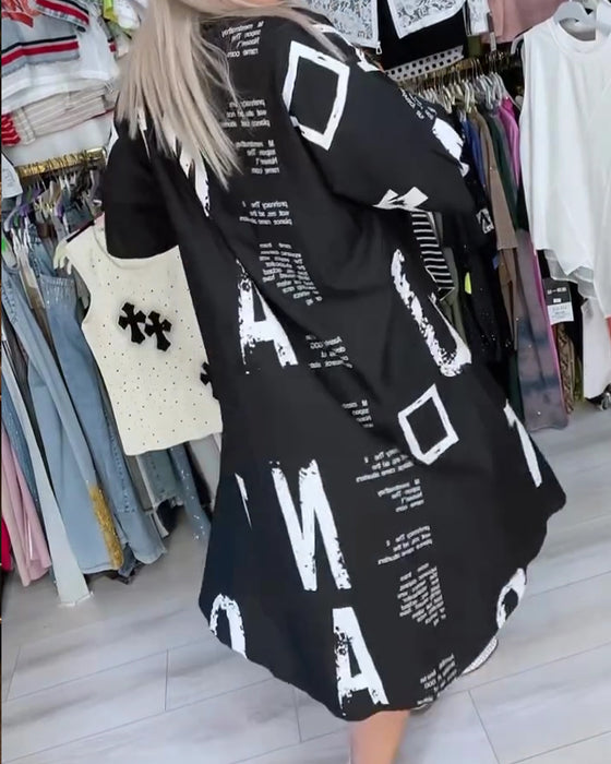 Kleid Hochgestellt Kragen Tasche Hemd