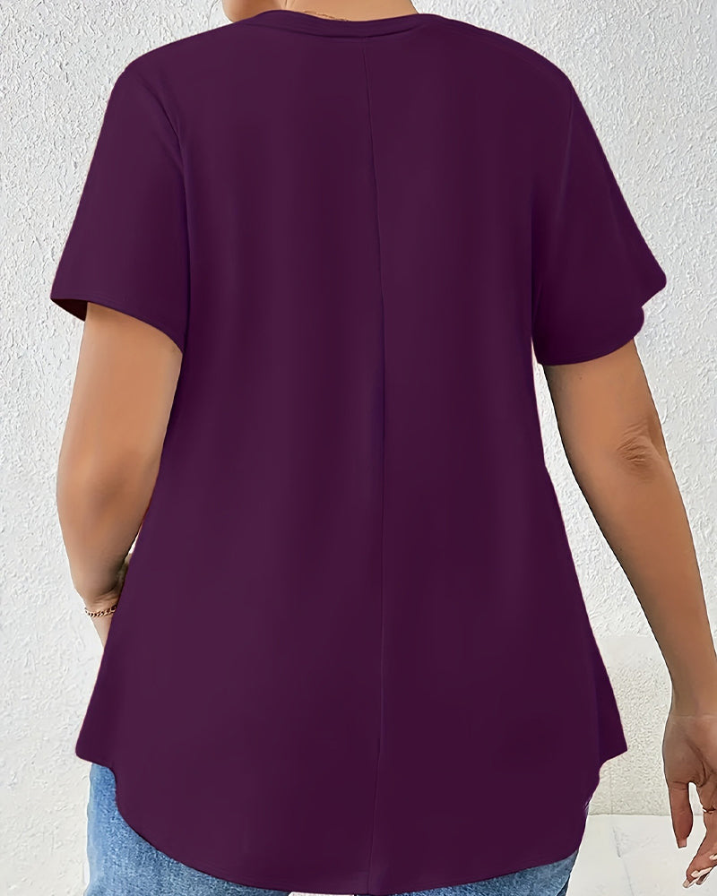 T-Shirt Einfarbig Kurzarm Überkreuzträger