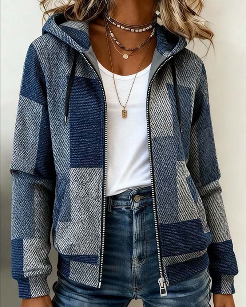 Mantel Reißverschluss Kapuze Modisch