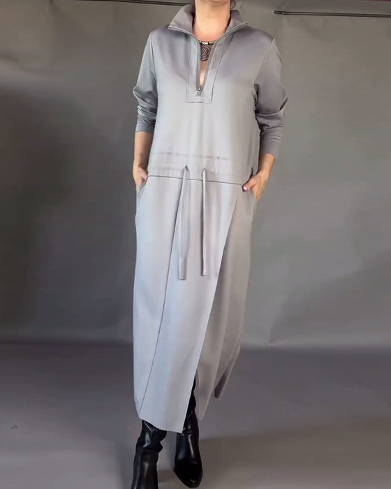 Modisches Kleid mit Halbzipp-Ausschnitt