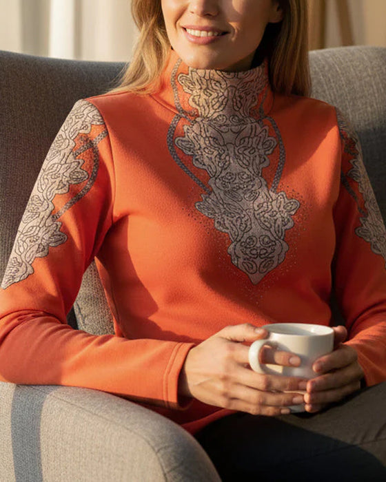 Top Elegant Gedruckt Figurbetont Damen Stehkragen