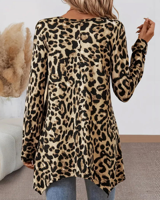 Casual Vielseitiges T-Shirt Mit Leopardmuster
