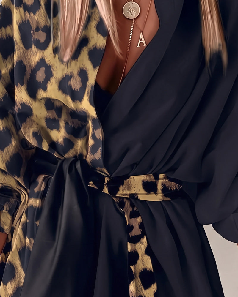 Kleid Leopard Patchwork Binden