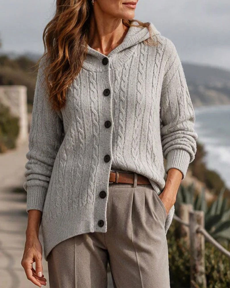 Cardigan Mit Kapuze Offen Vorne Gestrickt
