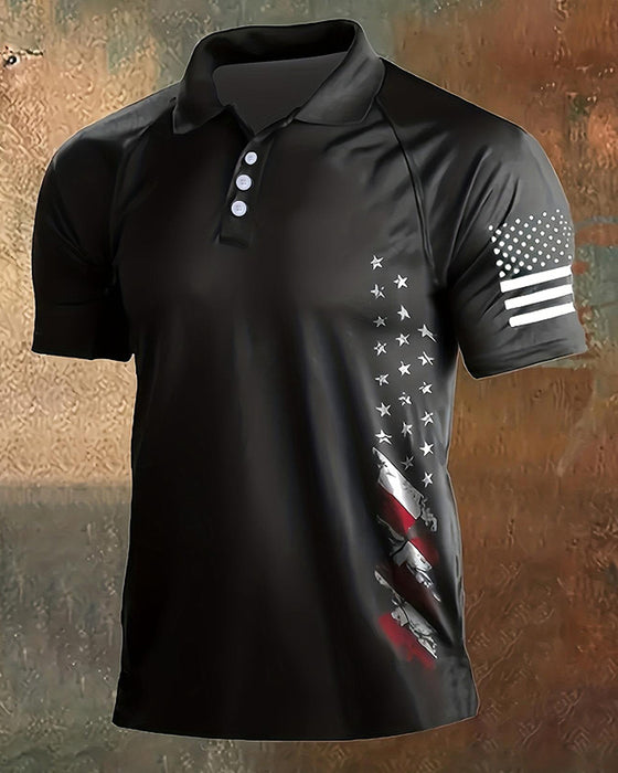 Herren-T-Shirt Mit Revers, Kurzarm