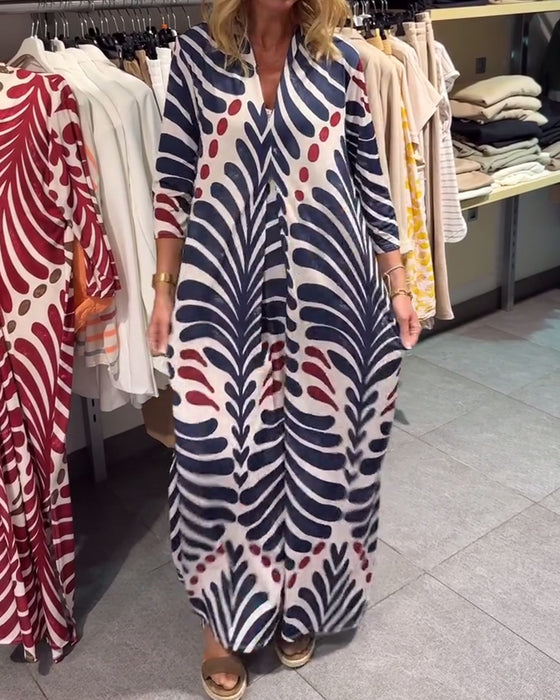 Kleid Temperamentvoll Halbärmel Druck