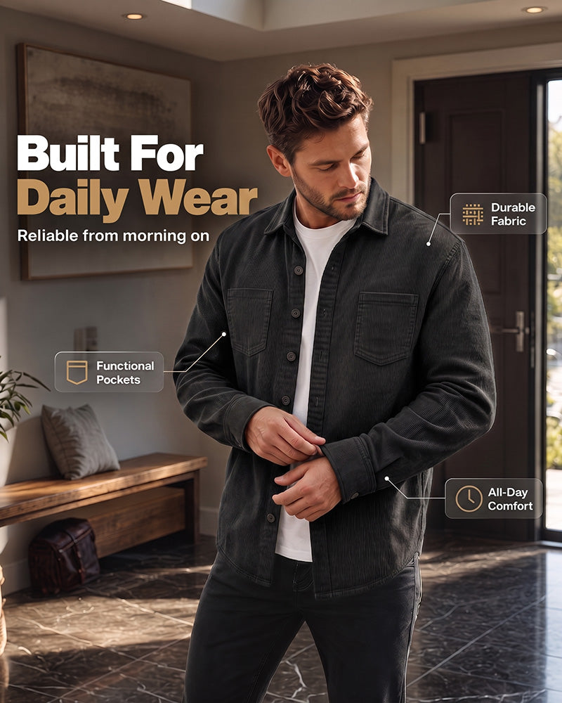 👔 Herren Lässige Cordhemdjacke – Klassische Textur Trifft Alltagskomfort