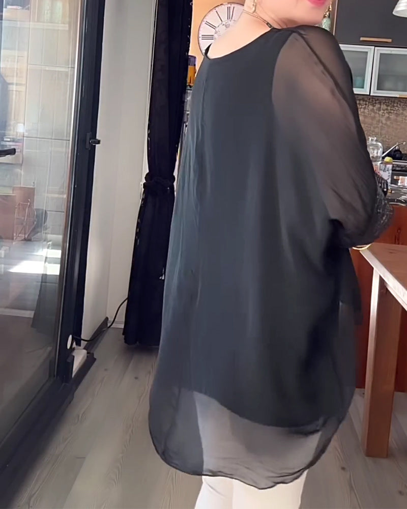 Top Paillette Zweiteilig Locker