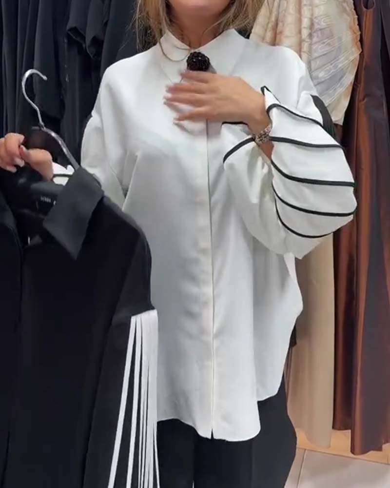 Hemd Kontrast Linie Langarm