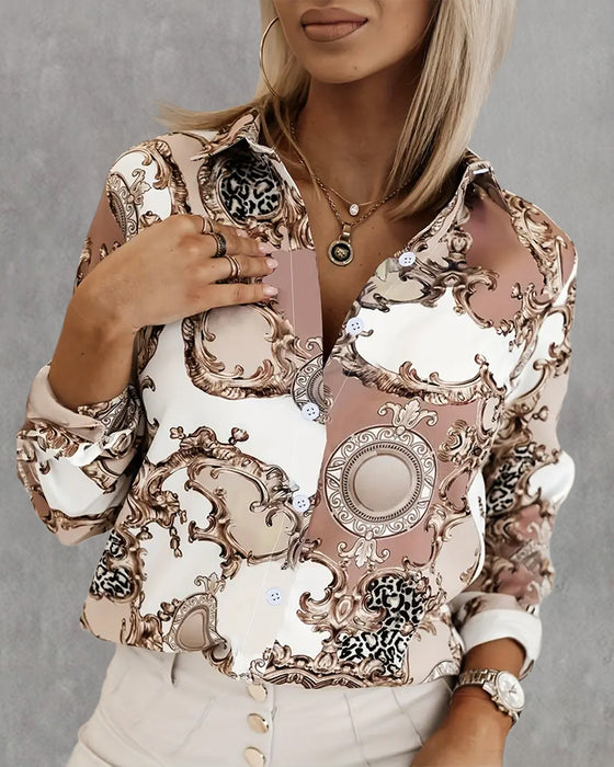 Bluse Mit Old Money Stil Und Knopf-Vorderdesign
