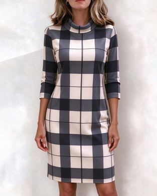 Kleid Kariert Rollkragen Slim Fit