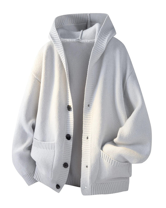 Cardigan Kapuze Knopf Tasche Herren