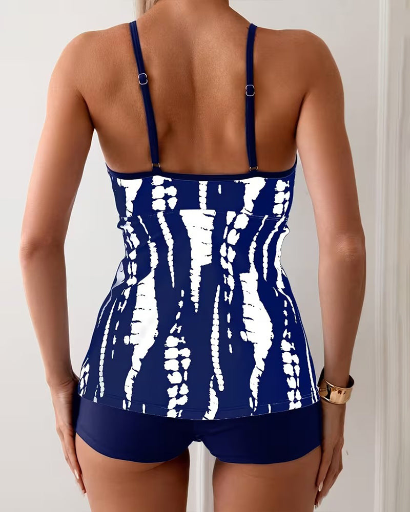 Tankini Riemen V-Ausschnitt Zweiteiler