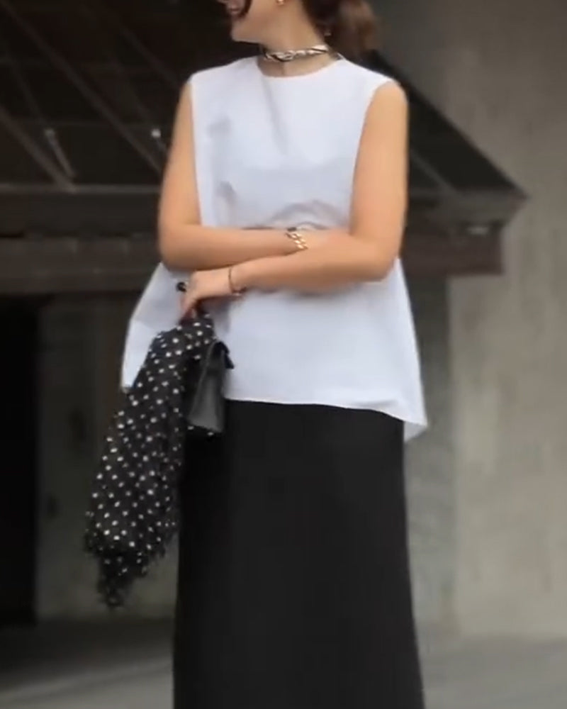 Bluse mit asymmetrischer ärmelloser Weste