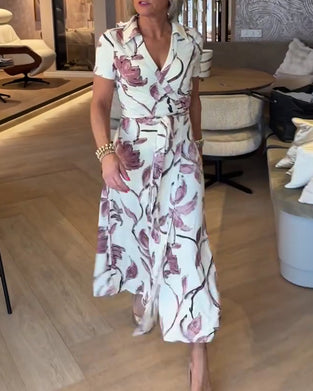 Kleid Blumendruck V-Ausschnitt