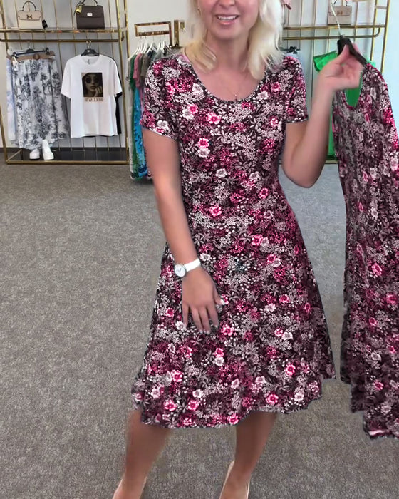 Kleid Stilvoll Schmale Taille Bedruckt