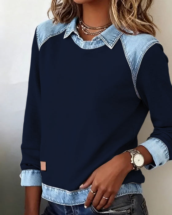 Bluse modisches Revers langarm
