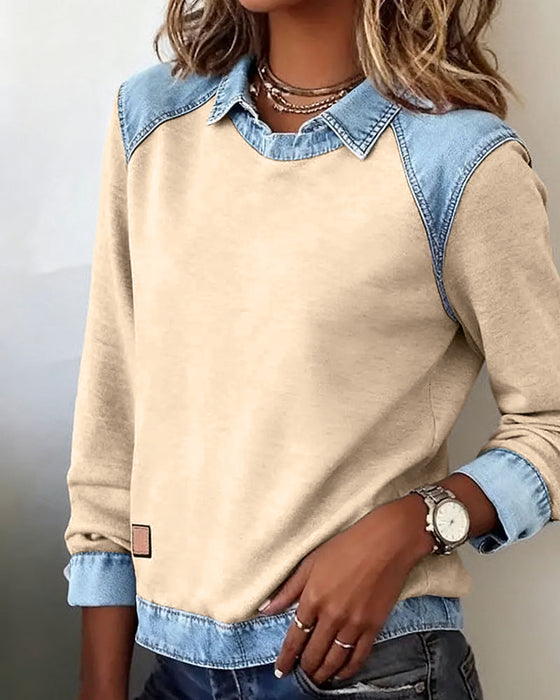 Bluse modisches Revers langarm