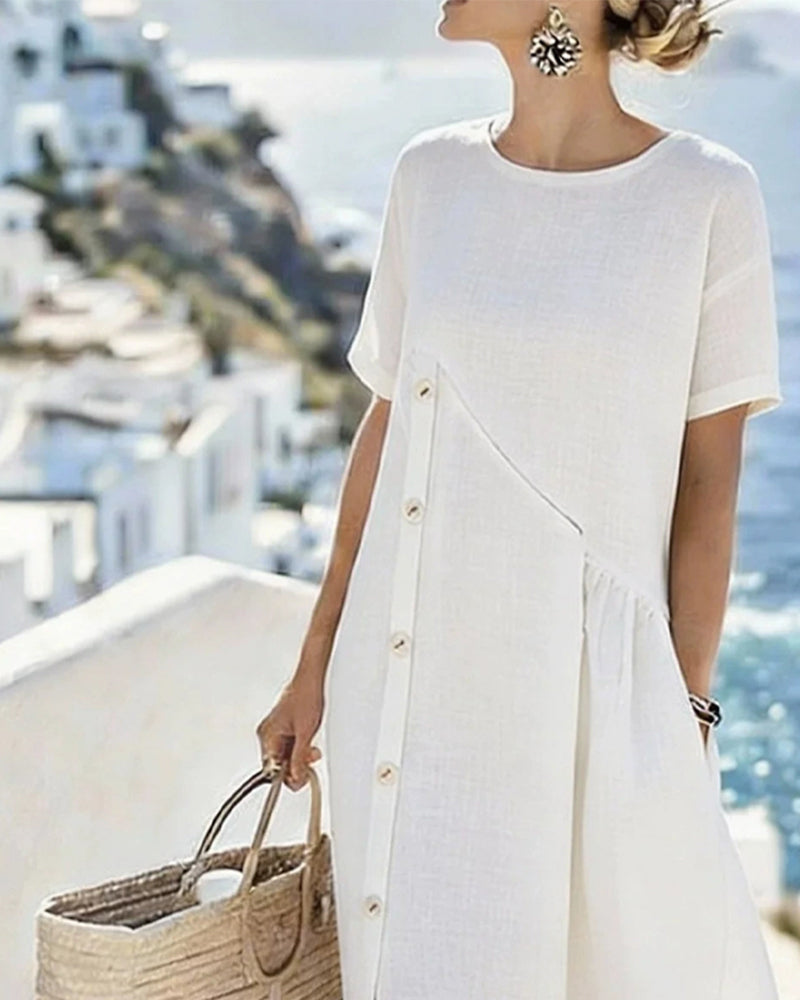 Kleid Knopf Dekor Lässig